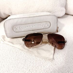 Chrome Hearts “Baby Beast” Sunglasses – Gold Frame with Mother of Pearl Temples